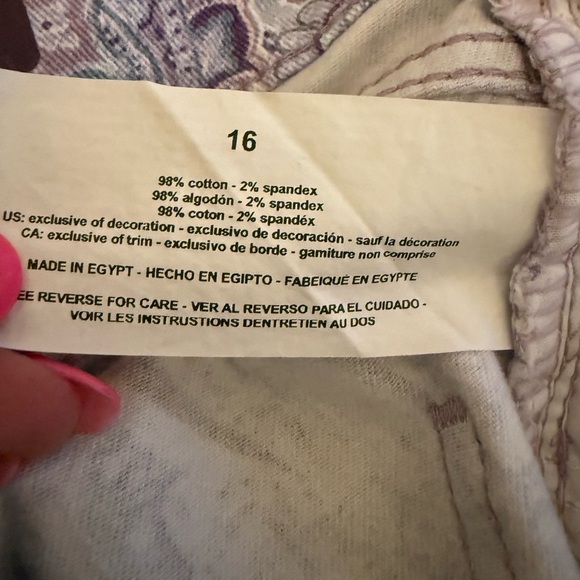 Gloria Vanderbilt Amanda Purple Lilac Paisley Ankle Jeans Capris Sz 16 High Rise - Picture 6 of 7